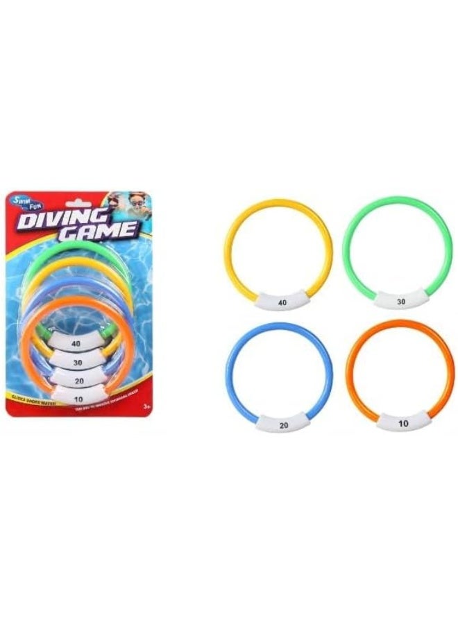 Mondo Diving Ring Toys Set of 4 Pieces Kids Pool Toy – Underwater Sink Rings for Swimming Training, Colorful Pool Game for Diving Practice, Bath Time & Outdoor Water Fun - Image 3