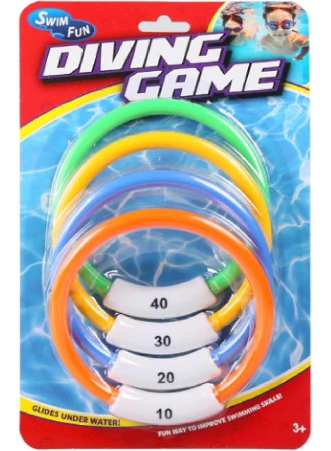 Mondo Diving Ring Toys Set of 4 Pieces Kids Pool Toy – Underwater Sink Rings for Swimming Training, Colorful Pool Game for Diving Practice, Bath Time & Outdoor Water Fun - Image 2