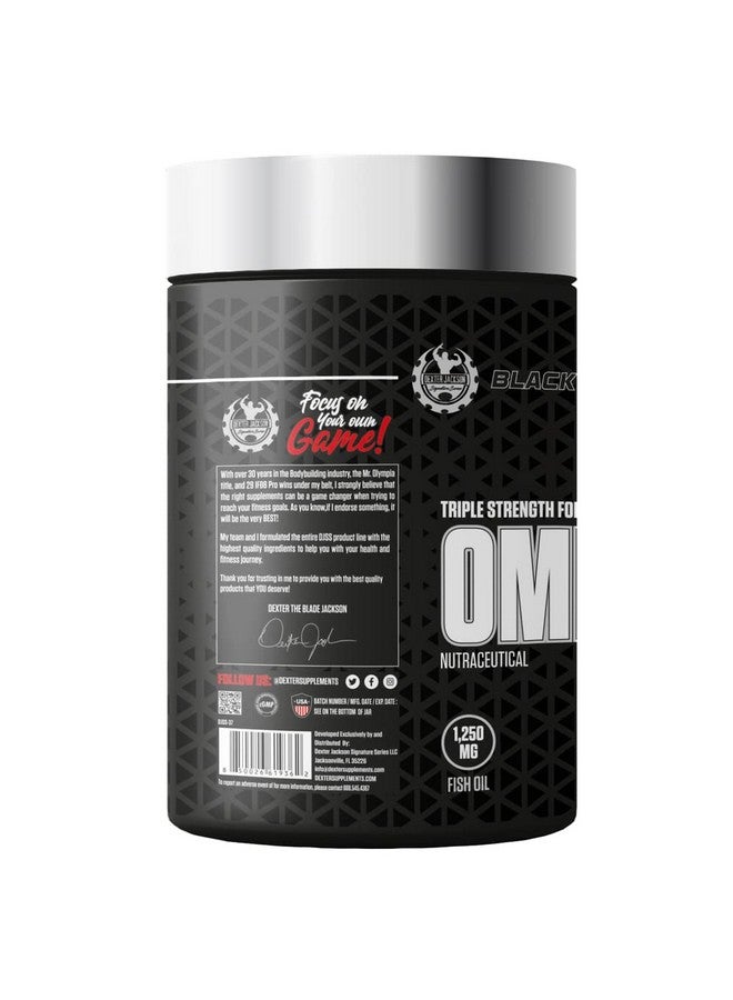 DEXTER JACKSON سلسلة دكستر جاكسون المميزة - سلسلة سوداء أوميغا-3 النخبة | زيت السمك - 1250 ملغ، أوميغا-3-800 ملغ | 90 كبسولة لينة - مكمل دعم المفاصل - Image 2