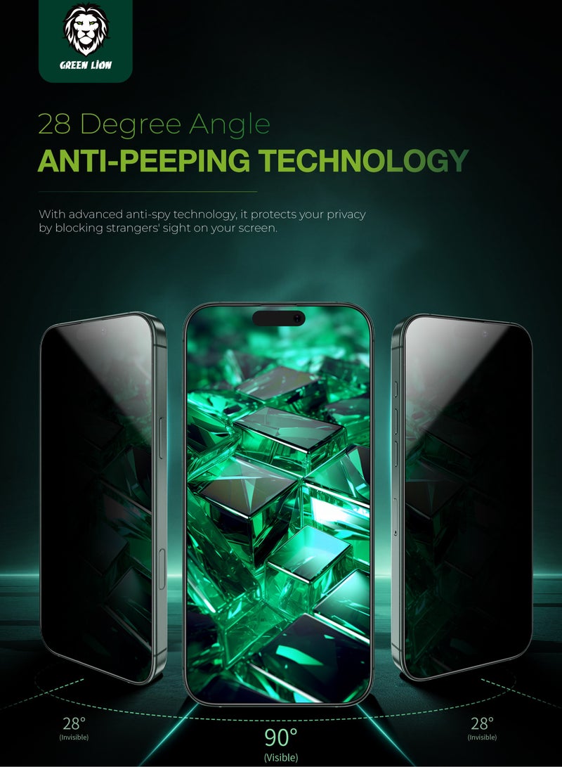 GREEN LION iPhone 16 Pro Max Screen protector 3D Silicone Plus Advanced Privacy Edge Glass / Anti Peeping / Anti Fingerprint / Anti Scratch / Grease Resistance / 1.8 Meter Impact Tested / Highly Responsive - Black Edge/Privacy - Image 3