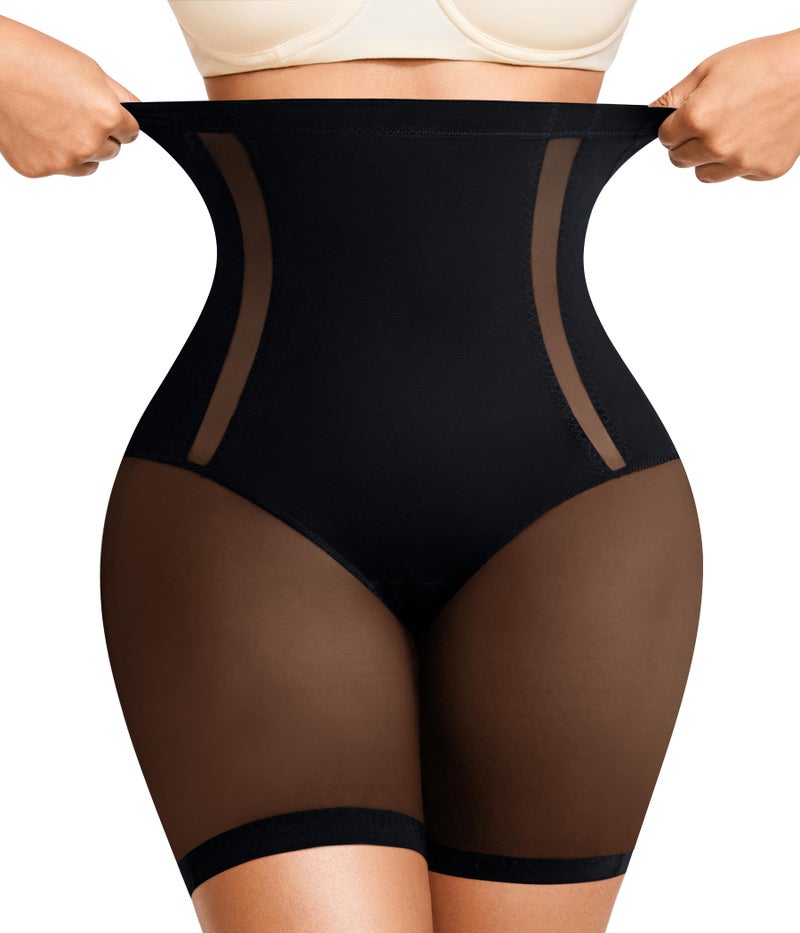 Nebility Shapewear for Women Tummy Control High Waisted Butt Lifting Panties Thighs Slimmer Body Shaper Shorts Black - Image 1
