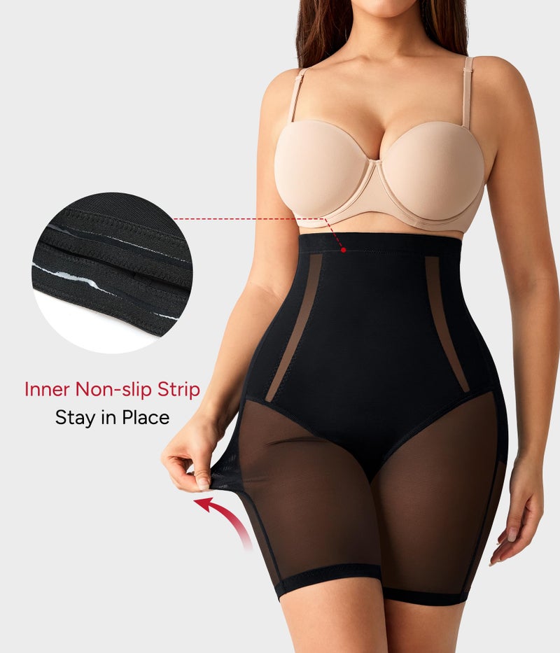 Nebility Shapewear for Women Tummy Control High Waisted Butt Lifting Panties Thighs Slimmer Body Shaper Shorts Black - Image 5