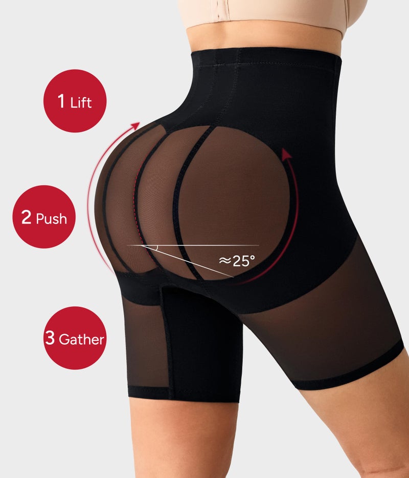 Nebility Shapewear for Women Tummy Control High Waisted Butt Lifting Panties Thighs Slimmer Body Shaper Shorts Black - Image 3