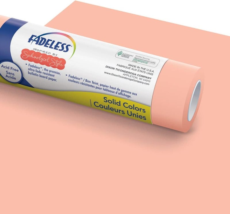 Fadeless Schoolgirl Style Bulletin Board Paper, Coral Sugar, 48" x 12', 1 Roll - Image 1