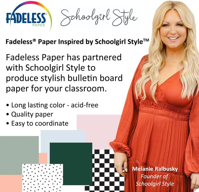 Fadeless Schoolgirl Style Bulletin Board Paper, Coral Sugar, 48" x 12', 1 Roll - Image 2