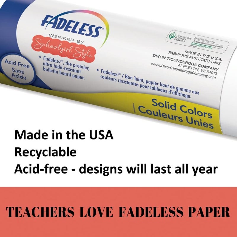 Fadeless Schoolgirl Style Bulletin Board Paper, Coral Sugar, 48" x 12', 1 Roll - Image 3