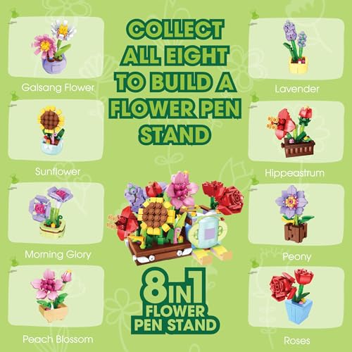 ThinkerPlace 8-in-1 Flowers Roses (83 Pieces) | Learn About Plant Kingdom | Building Block Set for Kids Age 6+ | STEM Educational Toy | Build, Collect & Create Flower Pen Stand - Image 5
