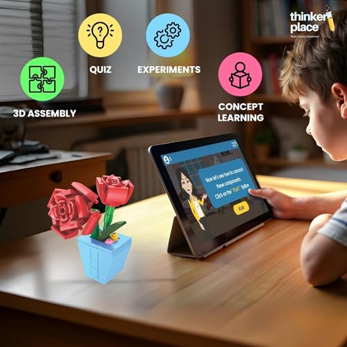 ThinkerPlace 8-in-1 Flowers Roses (83 Pieces) | Learn About Plant Kingdom | Building Block Set for Kids Age 6+ | STEM Educational Toy | Build, Collect & Create Flower Pen Stand - Image 4