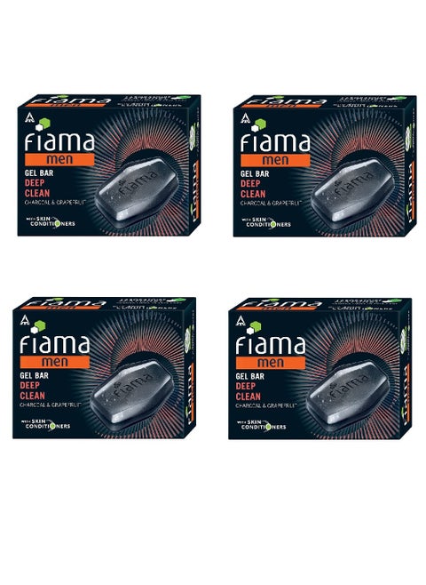 Pack Of 4 Men Deep Clean Gel Bar With Charcoal, Grapefruit And Skin Conditioners Soap 500 gm