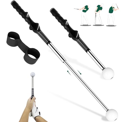 KALAUTO Golf Grip Trainer Left Handed Golf Swing Training AidRetractable Click Club Trainer Indoor Practice Warm Up Stick Telescopic Short Club Tempo Sound Release Trainer Devices BlackLeft Hand - Image 1