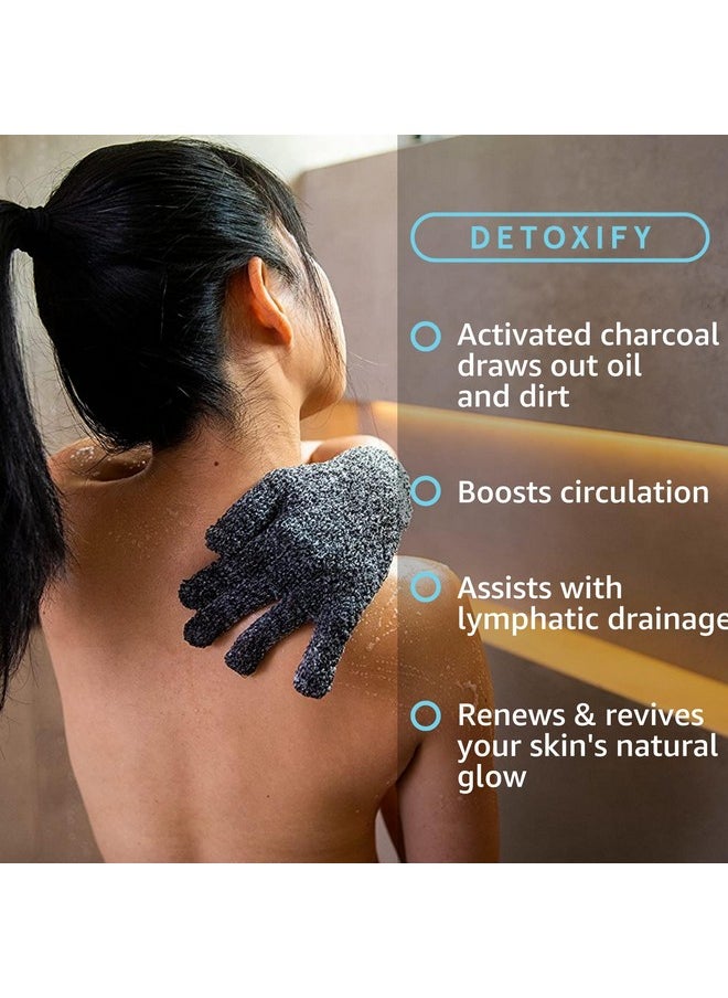 cleanlogic - Detoxify Charcoal Infused Exfoliating Glove Stretchy Bath & Shower Gloves Reusable Exfoliator Tool For Smooth & Softer Skin 3 Pairs 6 Count Value Pack - Image 1