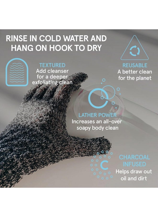 cleanlogic - Detoxify Charcoal Infused Exfoliating Glove Stretchy Bath & Shower Gloves Reusable Exfoliator Tool For Smooth & Softer Skin 3 Pairs 6 Count Value Pack - Image 1