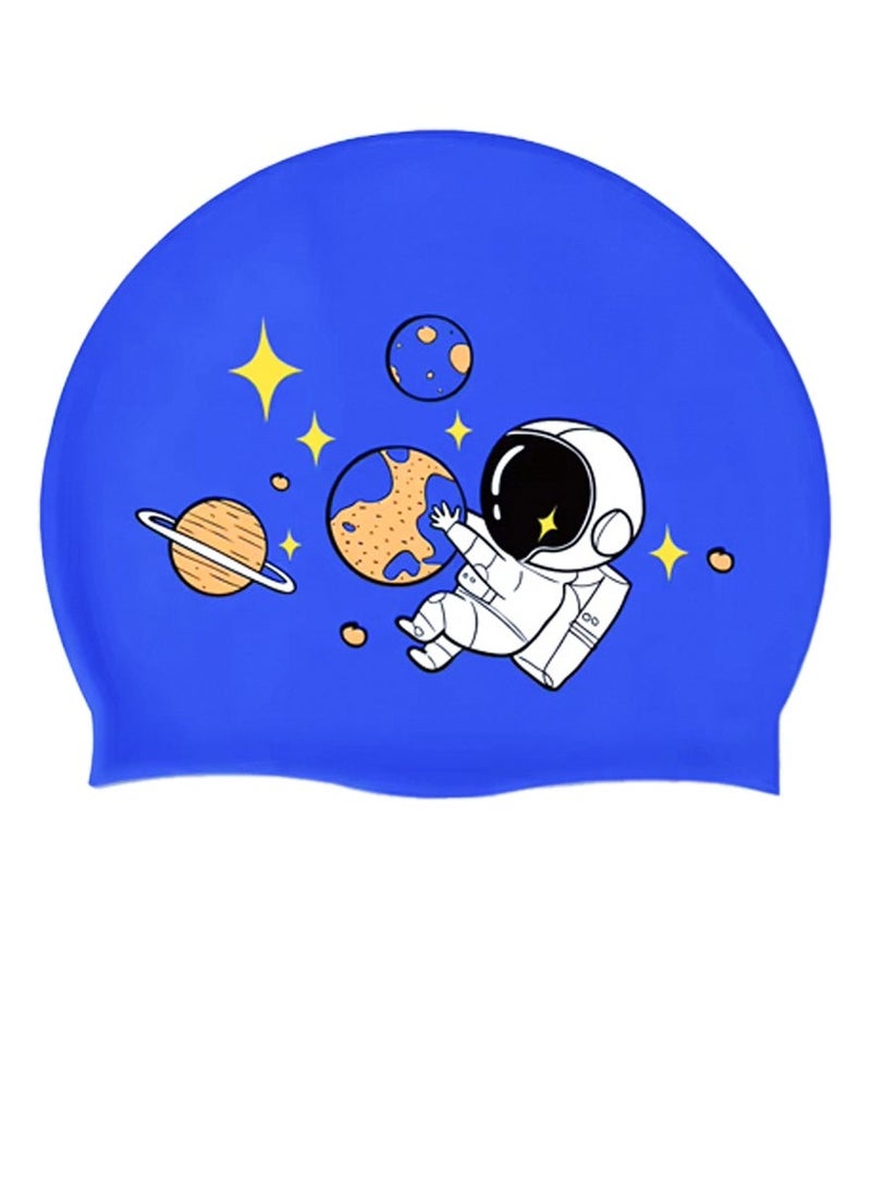 QUTOOB Silicone Swimming Cap for Kids, Girls Boys, Protecting Ears and Hair from Chlorine, Bacteria, Sand in the Water, Odorless and Skin Friendly, Cute Cartoon Shape Of Astronaut on it, Waterproof Swim Cap - Image 5