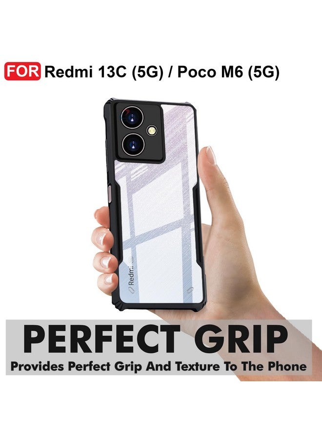 CEDO Redmi 13C (5G) / Poco M6 (5G) Back Case Cover | Camera Protection Shockproof Bumper-Edge | Acrylic Crystal Clear 360 Degree Protection TPU+PC | Transparent Eagle Back Case Cover (Black) - Image 2