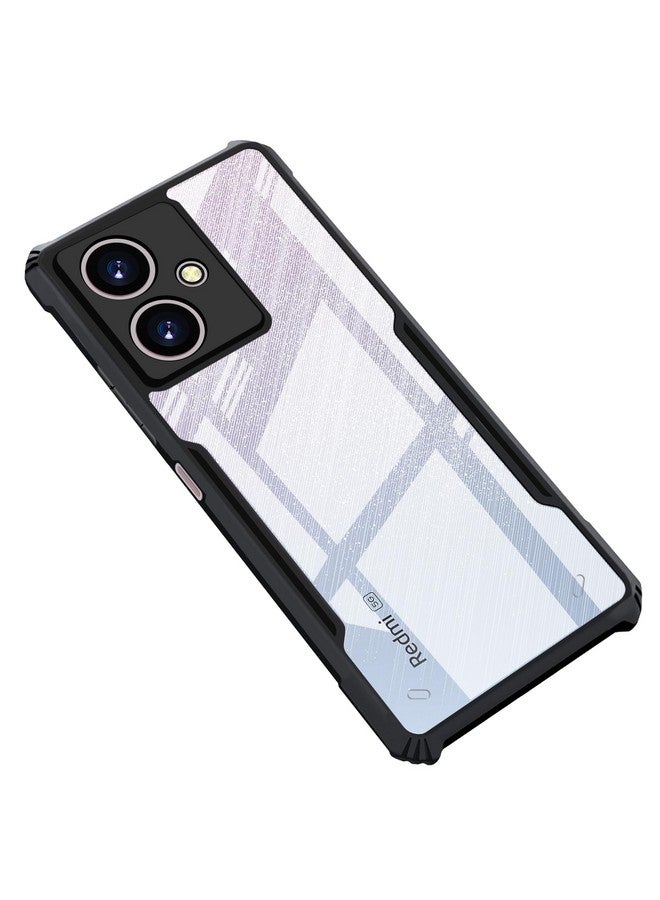 CEDO Redmi 13C (5G) / Poco M6 (5G) Back Case Cover | Camera Protection Shockproof Bumper-Edge | Acrylic Crystal Clear 360 Degree Protection TPU+PC | Transparent Eagle Back Case Cover (Black) - Image 1