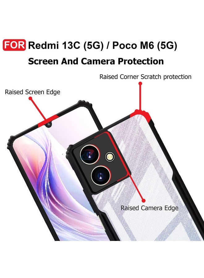 CEDO Redmi 13C (5G) / Poco M6 (5G) Back Case Cover | Camera Protection Shockproof Bumper-Edge | Acrylic Crystal Clear 360 Degree Protection TPU+PC | Transparent Eagle Back Case Cover (Black) - Image 4
