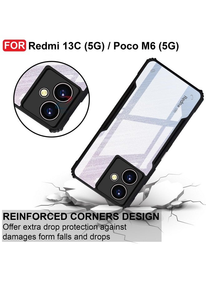 CEDO Redmi 13C (5G) / Poco M6 (5G) Back Case Cover | Camera Protection Shockproof Bumper-Edge | Acrylic Crystal Clear 360 Degree Protection TPU+PC | Transparent Eagle Back Case Cover (Black) - Image 3