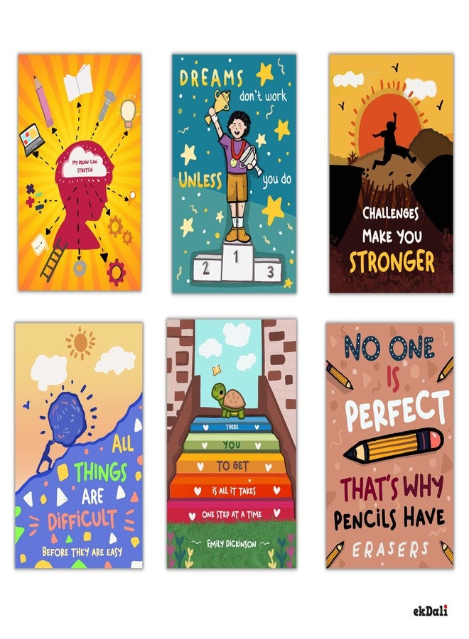 EKDALI Set of 6 Motivational Wall Posters and Inspirational Quotes for Office and Home | Colourful motivational posters | Growth Mindset in kids - Image 2