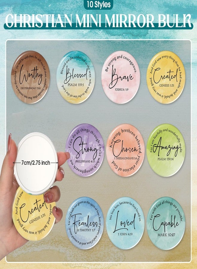 Reginary 10 Sets Christian Gifts for Women Include 10 Religious Canvas Makeup Bags 10 Bible Verse Compact Mirrors Christmas Inspirational Church Gifts for Sister Mom(Bright Colors,Bible Words) - Image 3