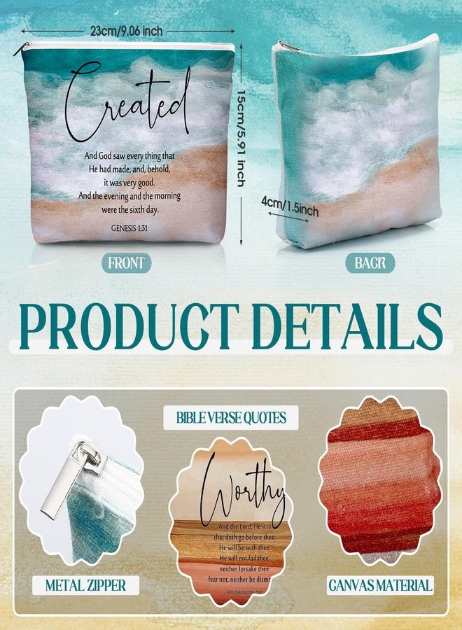 Reginary 10 Sets Christian Gifts for Women Include 10 Religious Canvas Makeup Bags 10 Bible Verse Compact Mirrors Christmas Inspirational Church Gifts for Sister Mom(Bright Colors,Bible Words) - Image 2