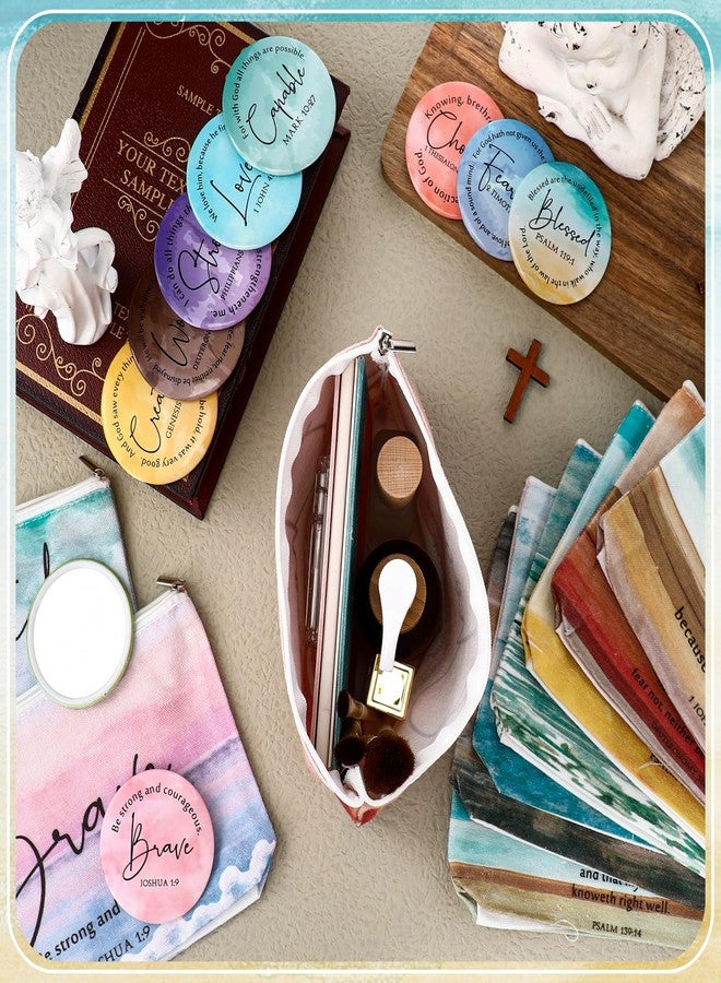 Reginary 10 Sets Christian Gifts for Women Include 10 Religious Canvas Makeup Bags 10 Bible Verse Compact Mirrors Christmas Inspirational Church Gifts for Sister Mom(Bright Colors,Bible Words) - Image 5