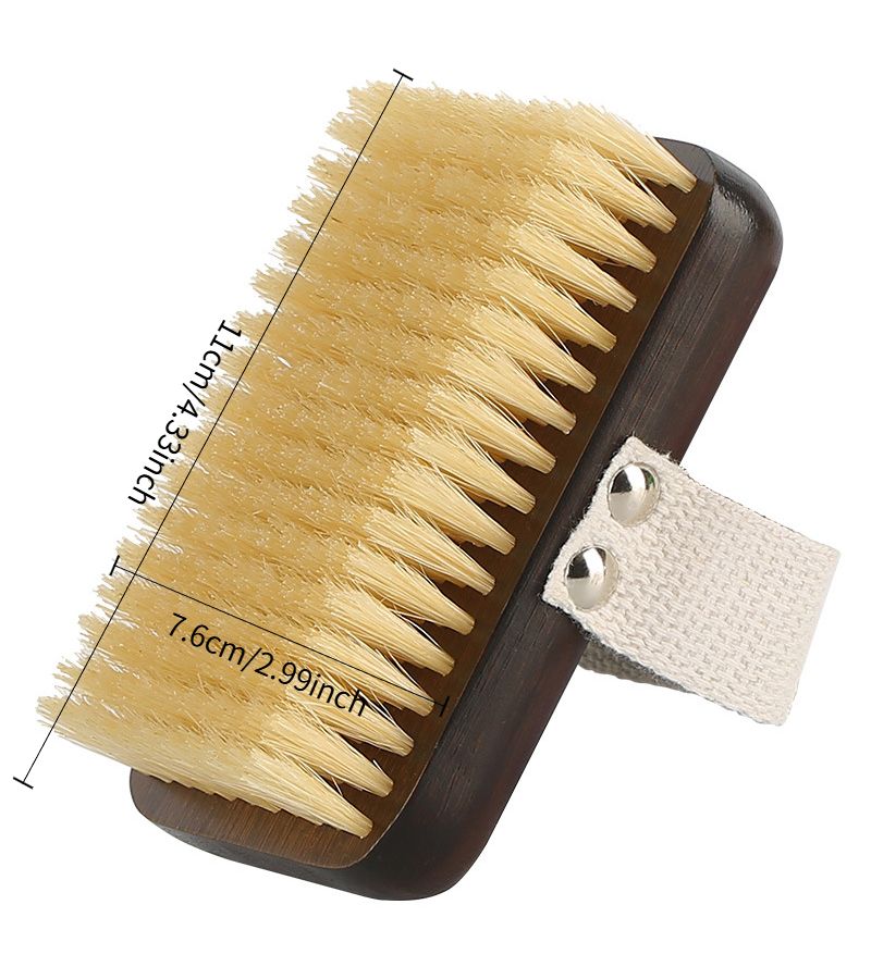 One Hand Use Pig Bristle Bath Brush Soft Body Exfoliating Dry Brushing Tool - Image 3