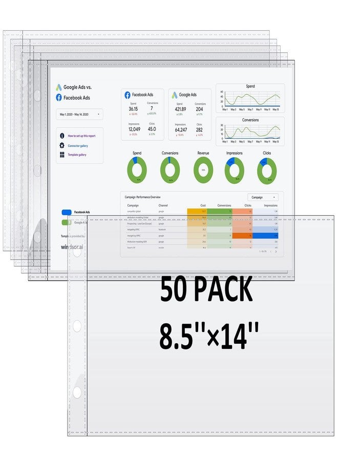 tutata 8.5 x 14 Paper Sleeves, 50 PCS, Legal- Size Document Sleeves, Landscape Page Protectors for 3 Ring Binder, Legal Sheet Protectors, Side Loading - Image 1