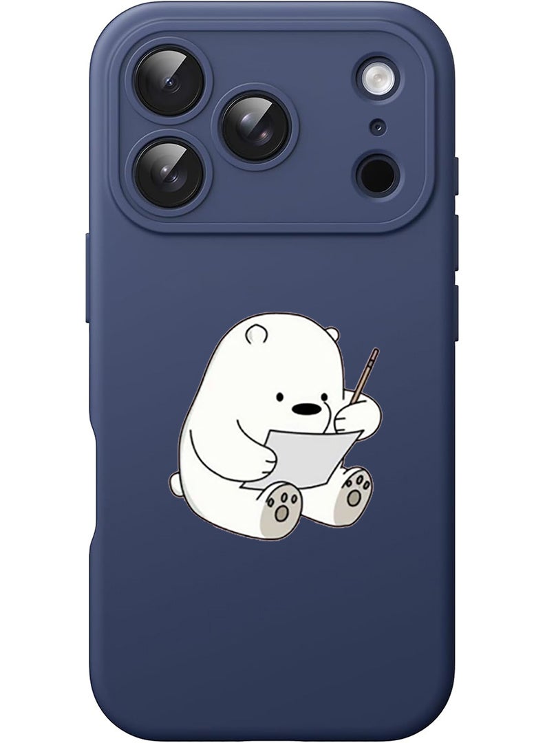 Theodor Protective Slim Fit Case Liquid Silicone Cover with Full Body Protection Anti-Scratch Shockproof Case For Apple iPhone 17 Pro Max (Blue) Panda writing - Image 1