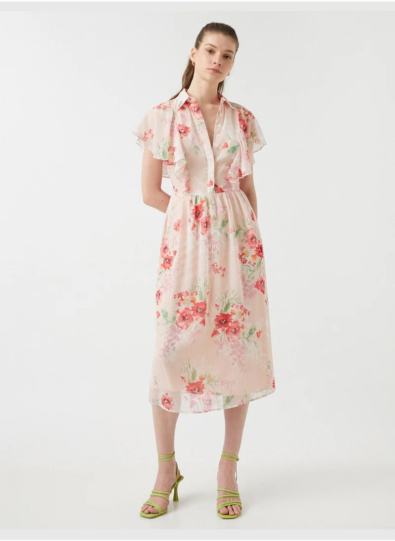 KOTON Midi Dress Chiffon Shirt Neck