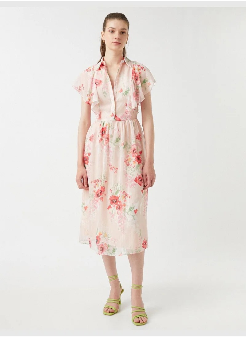 KOTON Midi Dress Chiffon Shirt Neck
