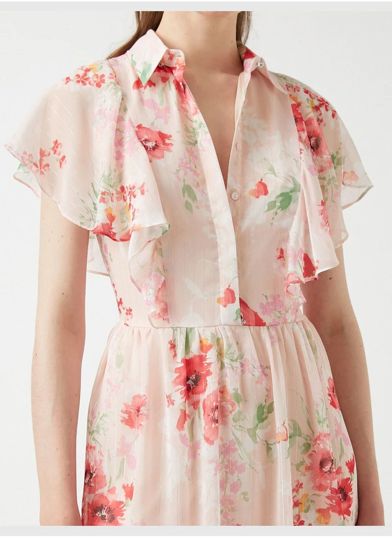 KOTON Midi Dress Chiffon Shirt Neck