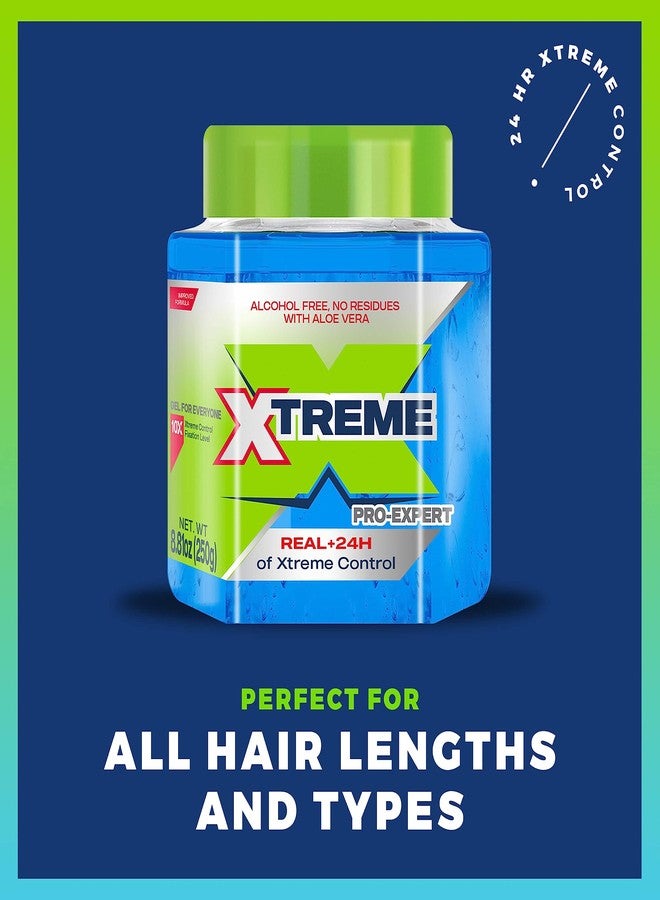 Xtreme Pro-Expert Blue Styling Hair Gel, 24-Hours Control With Aloe Vera, 8.81 oz Jar (Pack of 24) - Image 3