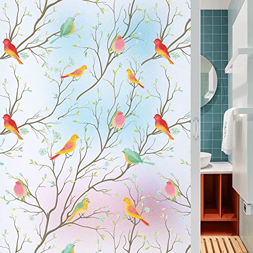 GK Trading Starlite Birds Window Film Decorative No Adhesive, Frosting Privacy Film for Glass Windows, Static Cling Frosted Window for Home Office UV Protection (2X4 FEET) - Image 1
