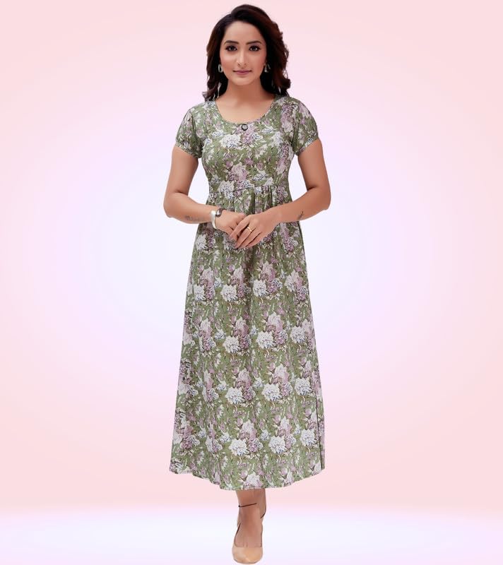 RITIJYA Poly Viscose Anarkali Flaired Feeding Kurtis for Women with Zip | Maternity Kurtas for Nursing & Pregnancy (XL,Light Green, 9026_42) - Image 5