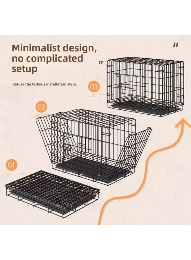 قفص كلب أسود قابل للطي مع مرحاض داخلي للمنزل للكلاب الصغيرة والمتوسطة قفص تدريب محمول - Image 5