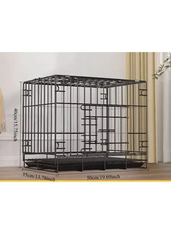 قفص كلب أسود قابل للطي مع مرحاض داخلي للمنزل للكلاب الصغيرة والمتوسطة قفص تدريب محمول - Image 3