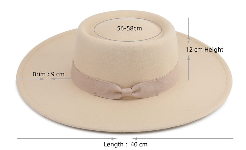Pro Celia Big Wide Brim Women Fedora Hat (Oval-Rice) - Image 2