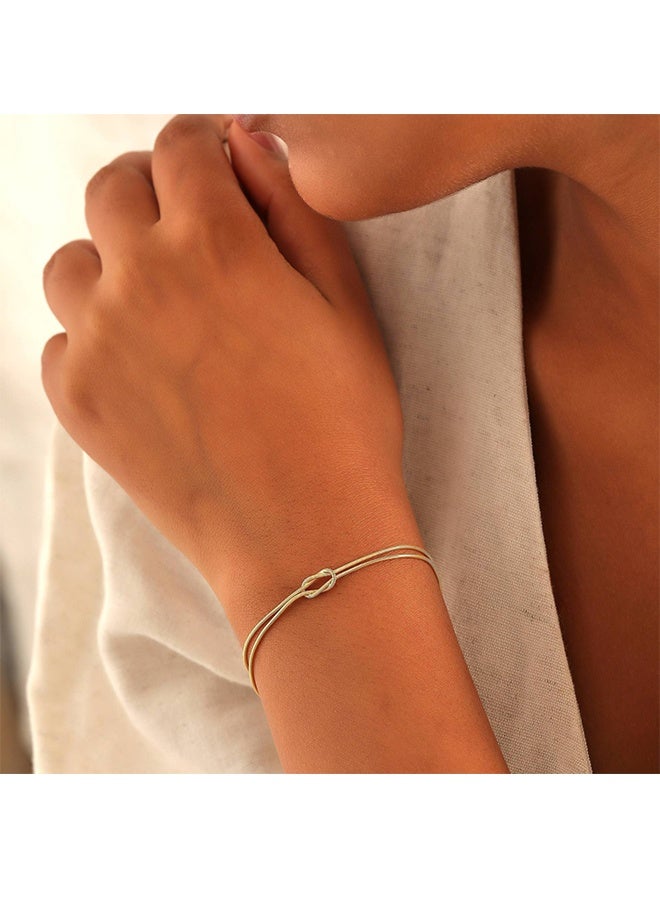 2-Piece Thin Bracelets for Women, Matching Bracelets for Couples, Gold Forever Infinity Bracelets, Adjustable Friendship Bracelet Jewelry Gifts (Sliver+Gold) - Image 3