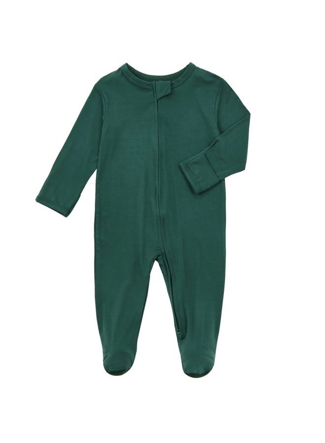 Aablexema Baby Footie Pajamas Zipper - Rayon from Bamboo Infant Footed Pjs with Mittens Sleepwear Jammies, Green, New Born - Image 1