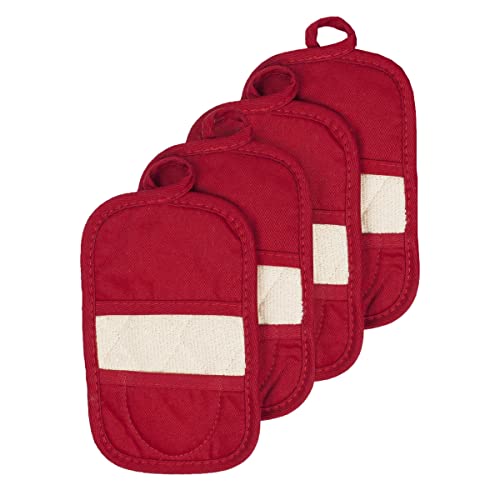 Ritz Ritz Premium Pot Holders  Heating Pads 4Pack 85 x 55 Heat Resistant 100 Cotton TerryLooped Pocket for Kitchen and Barbeque Paprika Red