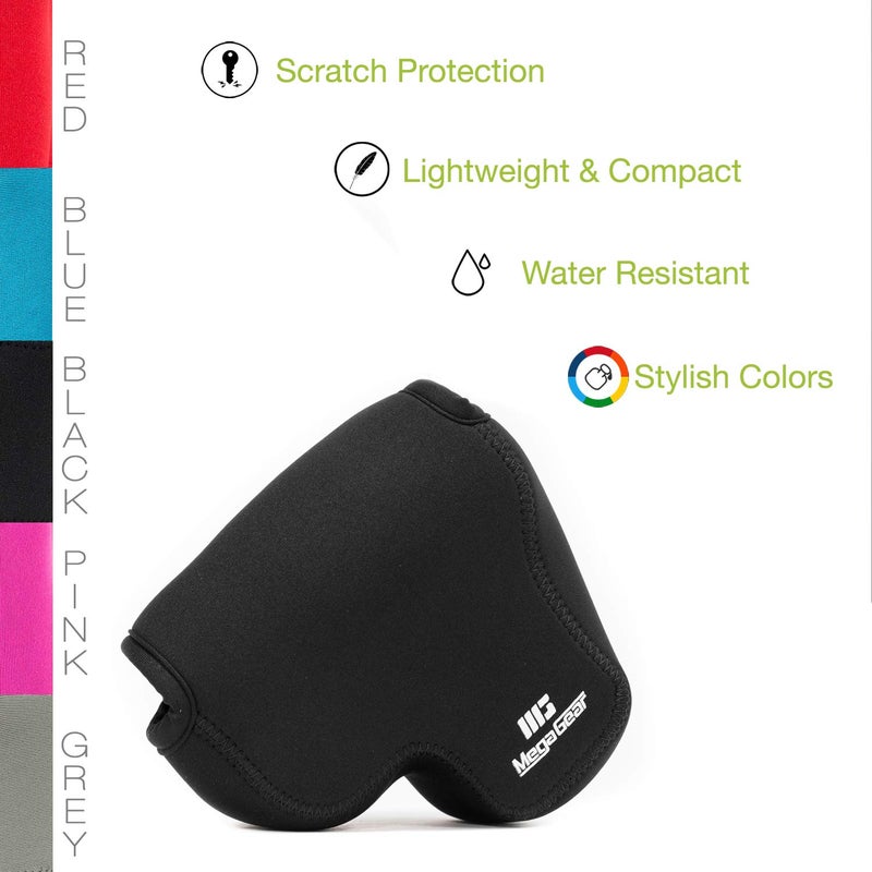 MegaGear "Ultra Light" Neoprene Camera Case Bag with Carabiner for Nikon COOLPIX P600, Nikon COOLPIX P610 (Black), PU Leather - Image 2