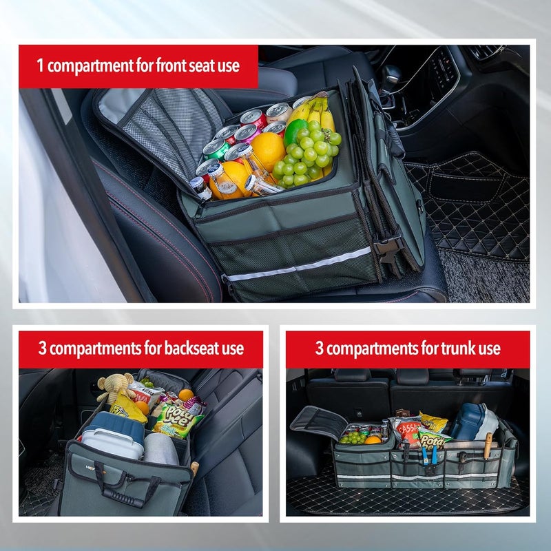 Farasla Waterproof Trunk Organizer with Insulated Leakproof Cooler Bag, Foldable Cover, Adjustable Securing Straps (4-in-1 w/Cooler, Gray) - Image 4