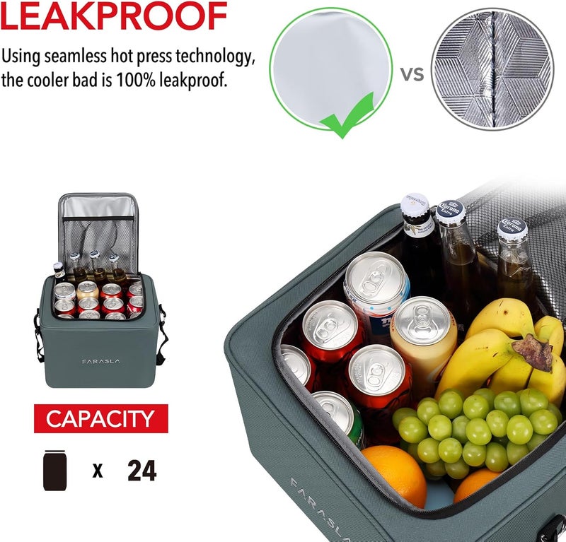 Farasla Waterproof Trunk Organizer with Insulated Leakproof Cooler Bag, Foldable Cover, Adjustable Securing Straps (4-in-1 w/Cooler, Gray) - Image 3