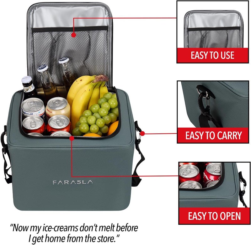 Farasla Waterproof Trunk Organizer with Insulated Leakproof Cooler Bag, Foldable Cover, Adjustable Securing Straps (4-in-1 w/Cooler, Gray) - Image 5