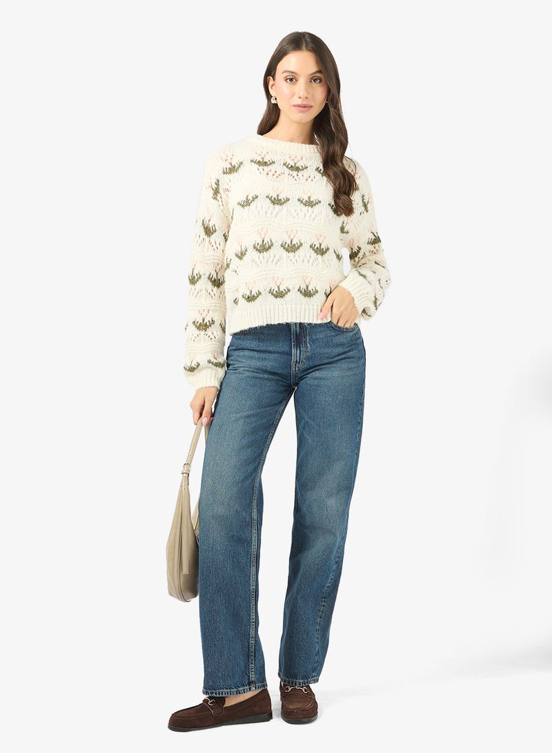 VERO MODA Vmidelle Long Sleeve Crew-Neck Pullover Sweater - Image 4