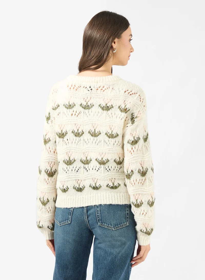 VERO MODA Vmidelle Long Sleeve Crew-Neck Pullover Sweater