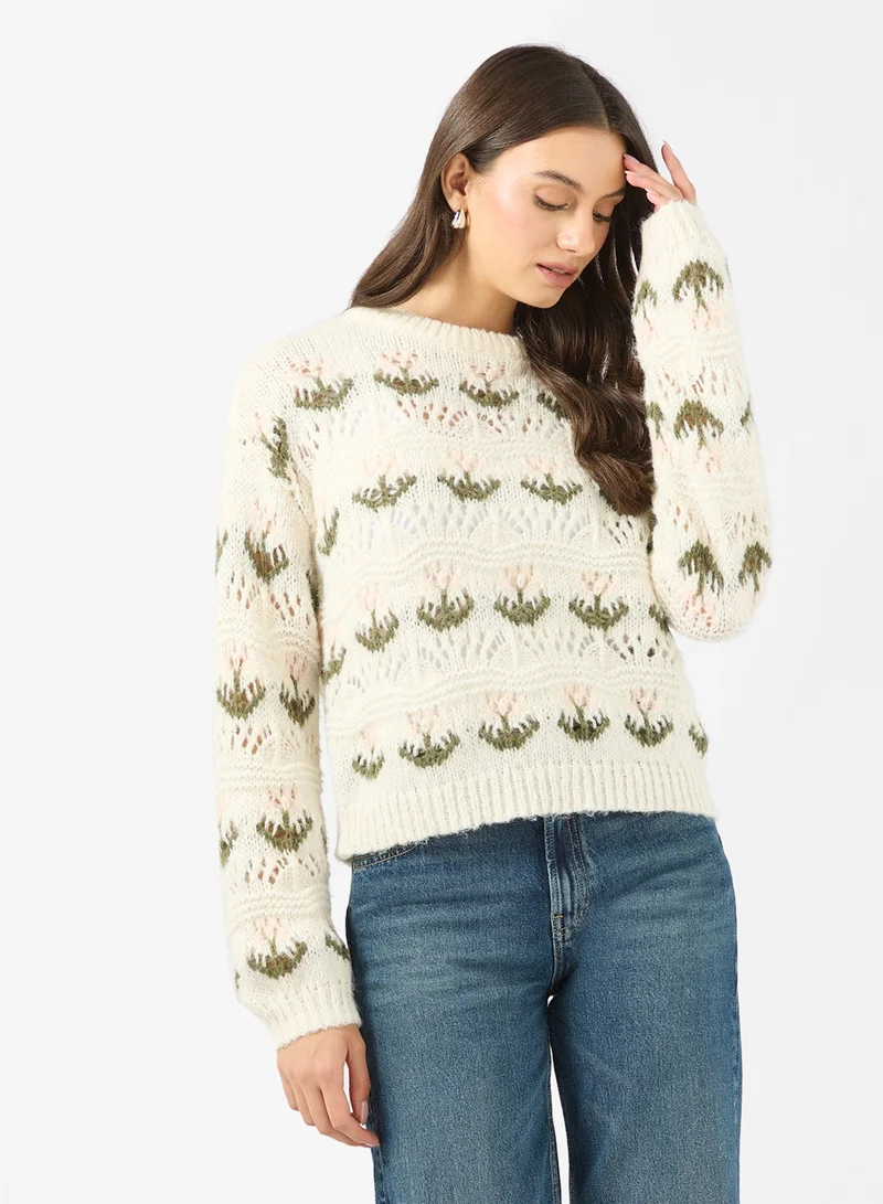 VERO MODA Vmidelle Long Sleeve Crew-Neck Pullover Sweater