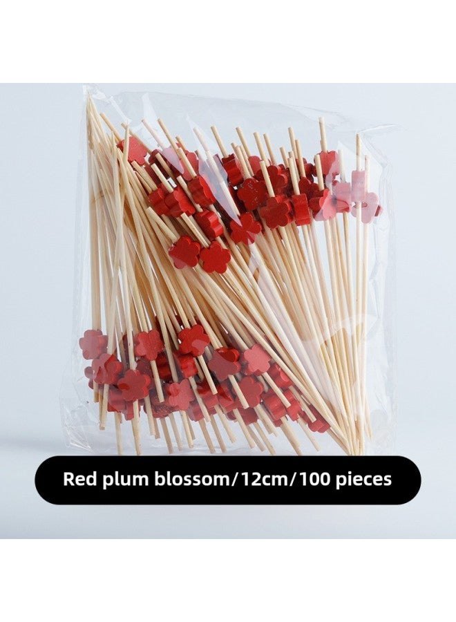 Disposable Fruit Fork Fruit Sticks Bamboo Sticks Flower Sticks Sugar-Coated Berry String Sticks Cocktail Sandwich Sticks Dessert Decoration-Color:Peacock Blue Red Plum 100  - Image 1