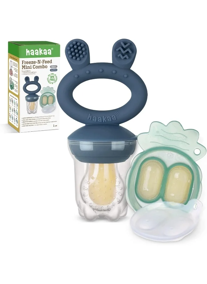 haakaa Fresh Food Feeder And Cover Set - Steel Blue