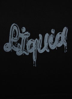 trendyol Black Oversize/Wide Cut Hooded Sweatshirt with Text Print and Fleece Inside  - Image 4